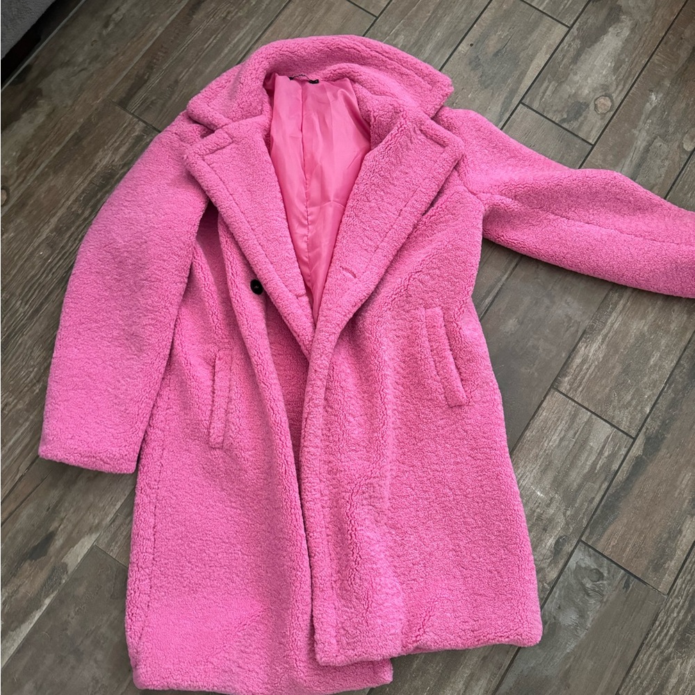 Nasty Gal Oversized Vibrant Pink Teddy Jacket
